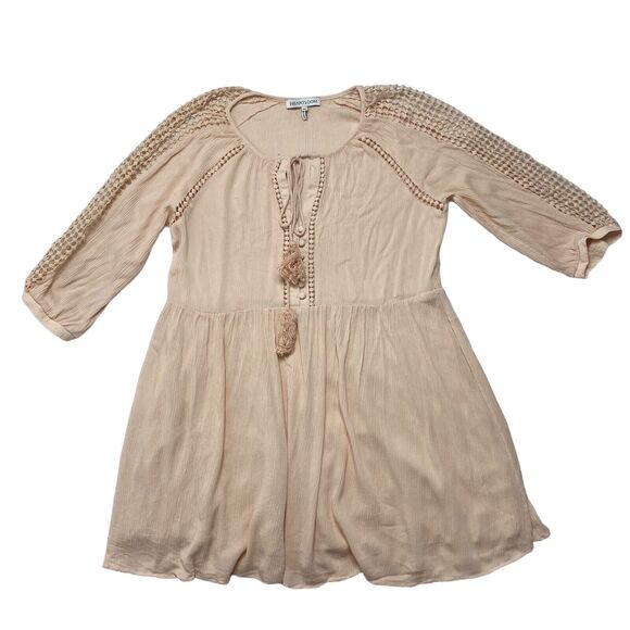 HEARTLOOM Crochet Pink Peasant Cottage Blouse Tunic Size Medium Boho Hippy - Picture 4 of 12